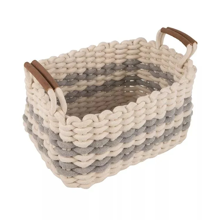 Wholesale Foldable Handmade Cotton Rope Woven Storage Basket