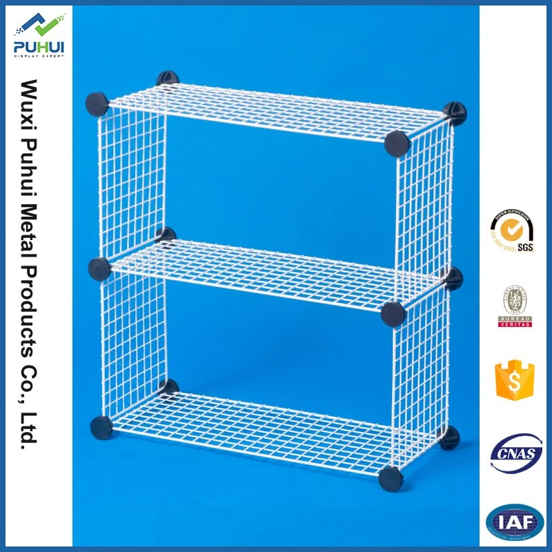 New Design 3 Layer Wire Storage Basket with Wood Handle