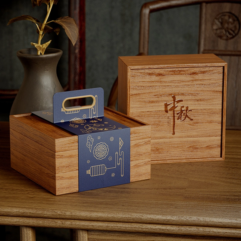 MID-Autumn Mooncake Gift Box Empty Box High-End Creative Packaging Business Mooncake Wholesale Luxury Wooden Gift Box