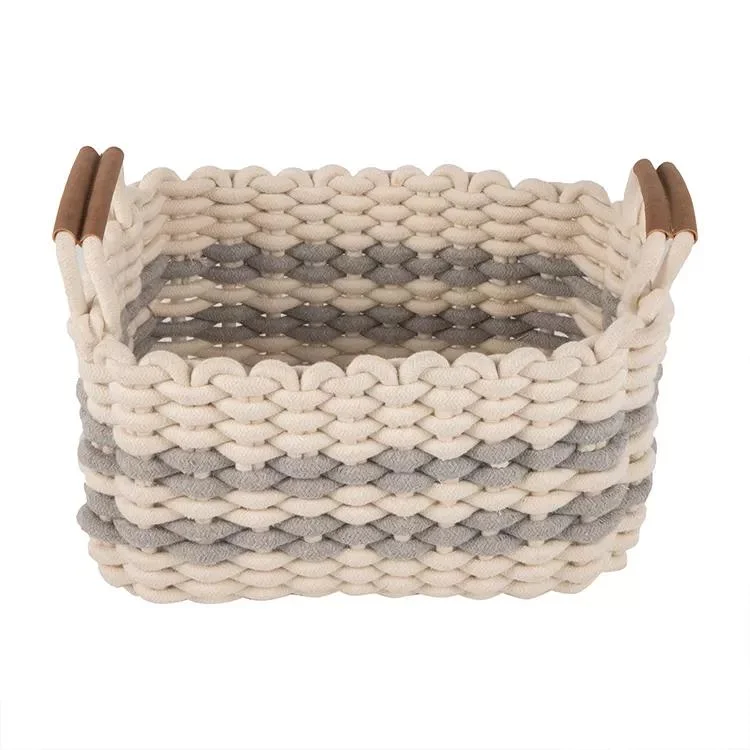 Wholesale Foldable Handmade Cotton Rope Woven Storage Basket